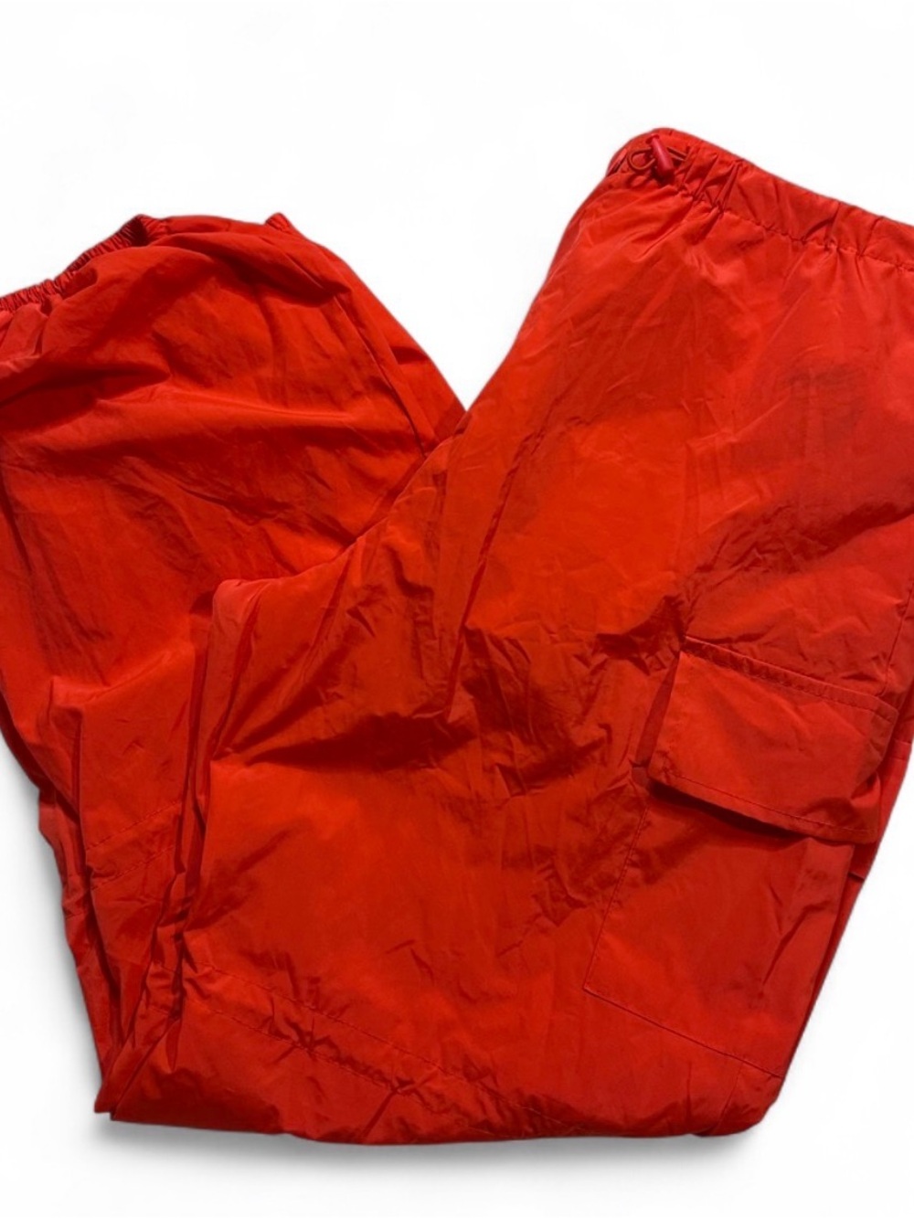 Women's Red Cargo Jogger Pants with Utility Pocket